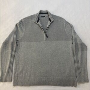Smartwool Sweater L Men's Gray Texture 1/4 Zip Pewter Heather Logo Wool Blend